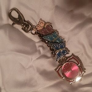 Colorful Butterfly Charm Keychain‎ with Pinkish/Red Watch